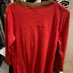 Lauren Ralph Lauren Women’s Unique Red Longsleeve XL 100% Cotton Blouse NWOT
